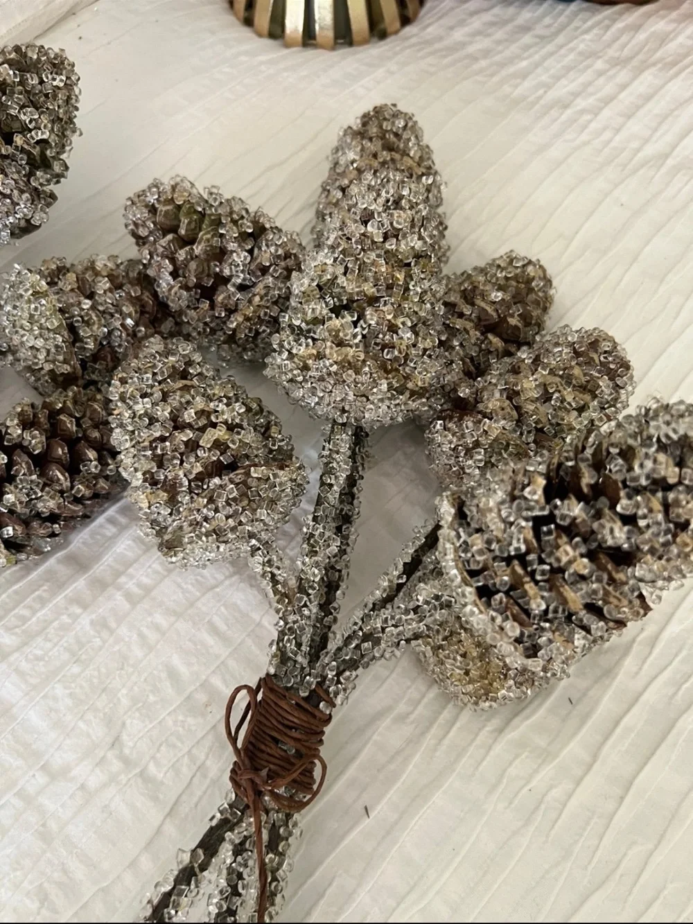 Glittered Pinecone Stems - Set of 2 (Gold)